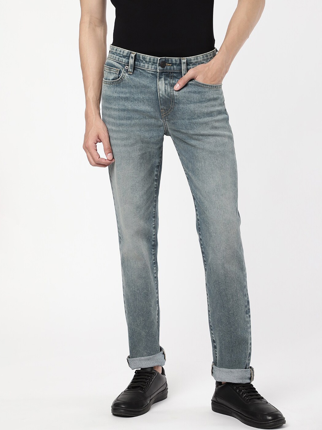 

Passion Men Clean Look Heavy Fade Stretchable Cotton Jeans, Blue