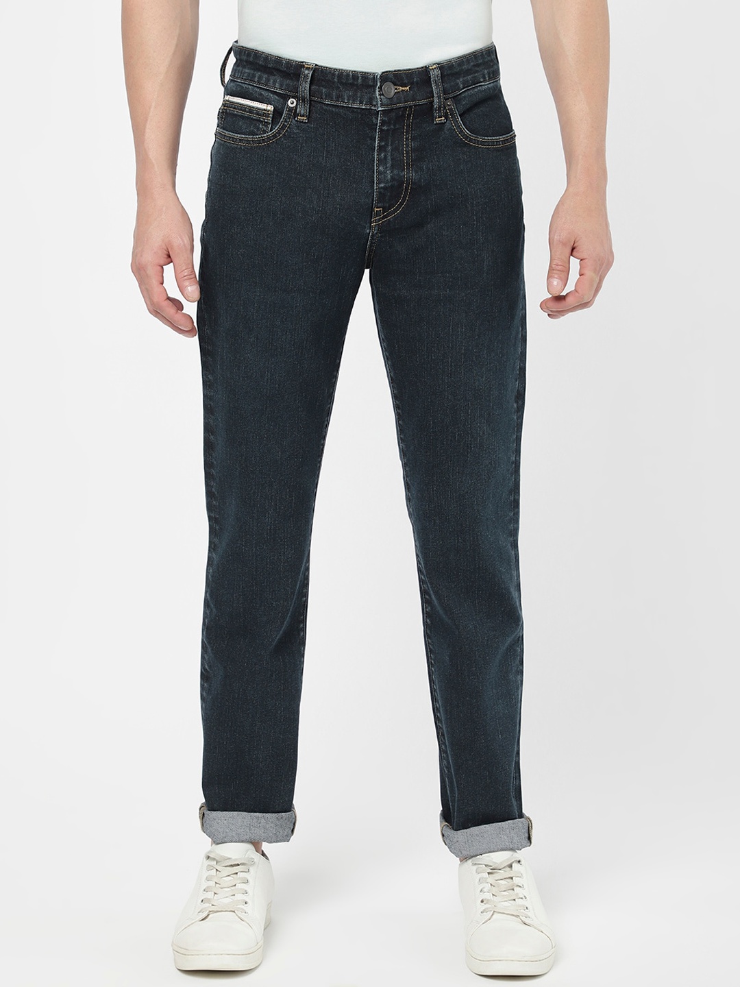 

Passion Men Mid Rise Light Fade Stretchable Cotton Jeans, Blue