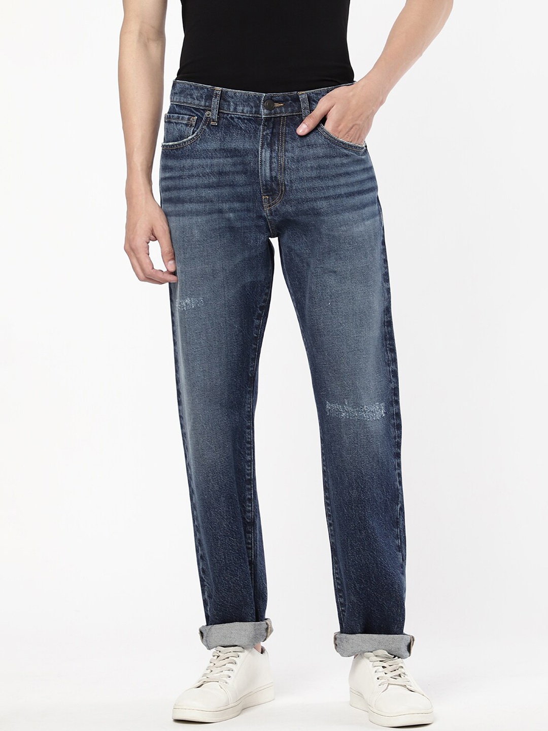 

Passion Men Mid-Rise Light Fade Stretchable Cotton Jeans, Blue