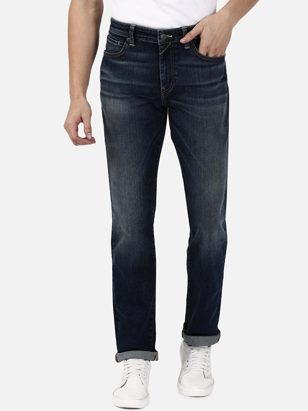 

Passion Men Mid-Rise Heavy Fade Regular Fit Stretchable Cotton Jeans, Blue