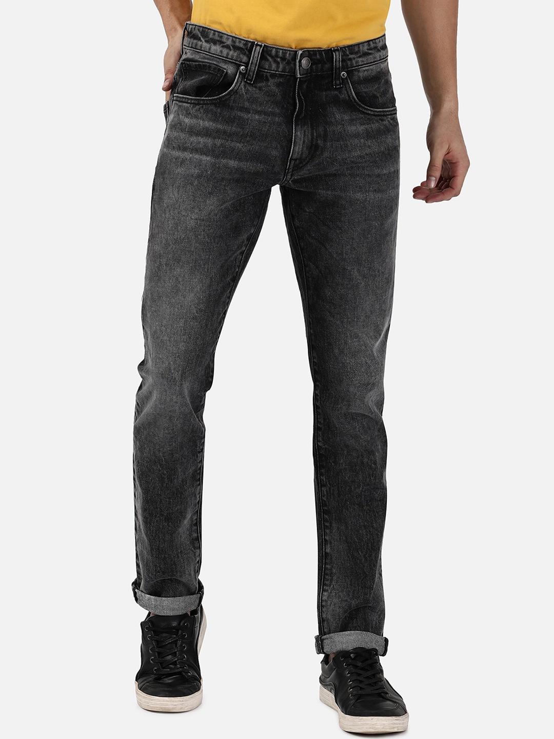 

Passion Men Clean Look Heavy Fade Stretchable Slim Fit Cotton Jeans, Black
