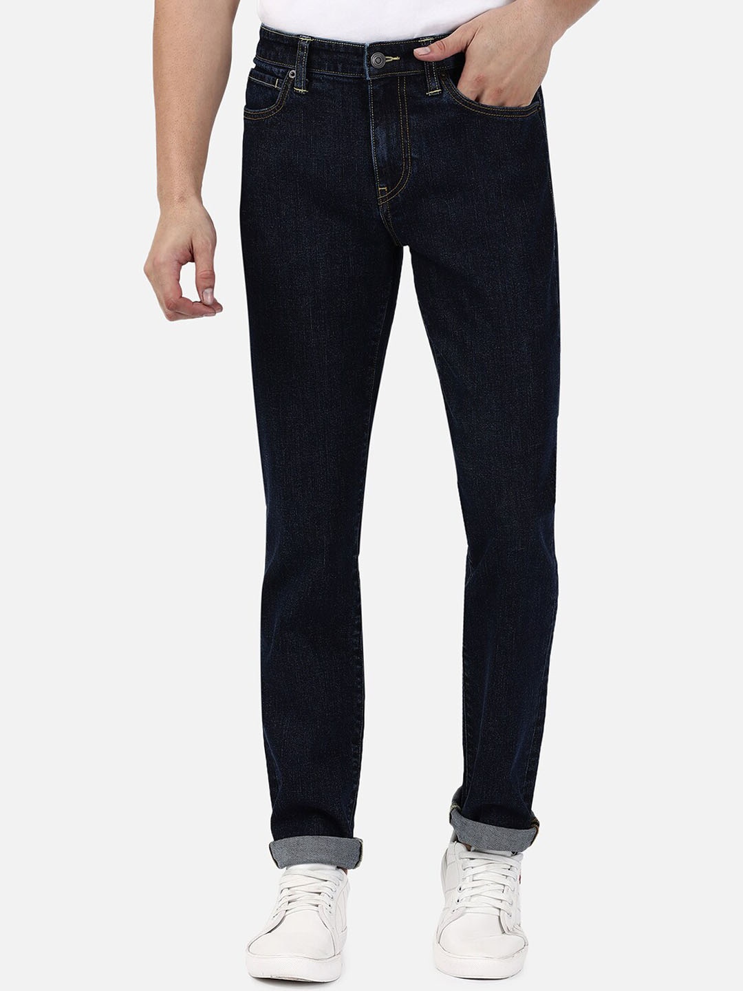 

Passion Men Clean Look Mid Rise Stretchable Cotton Jeans, Blue