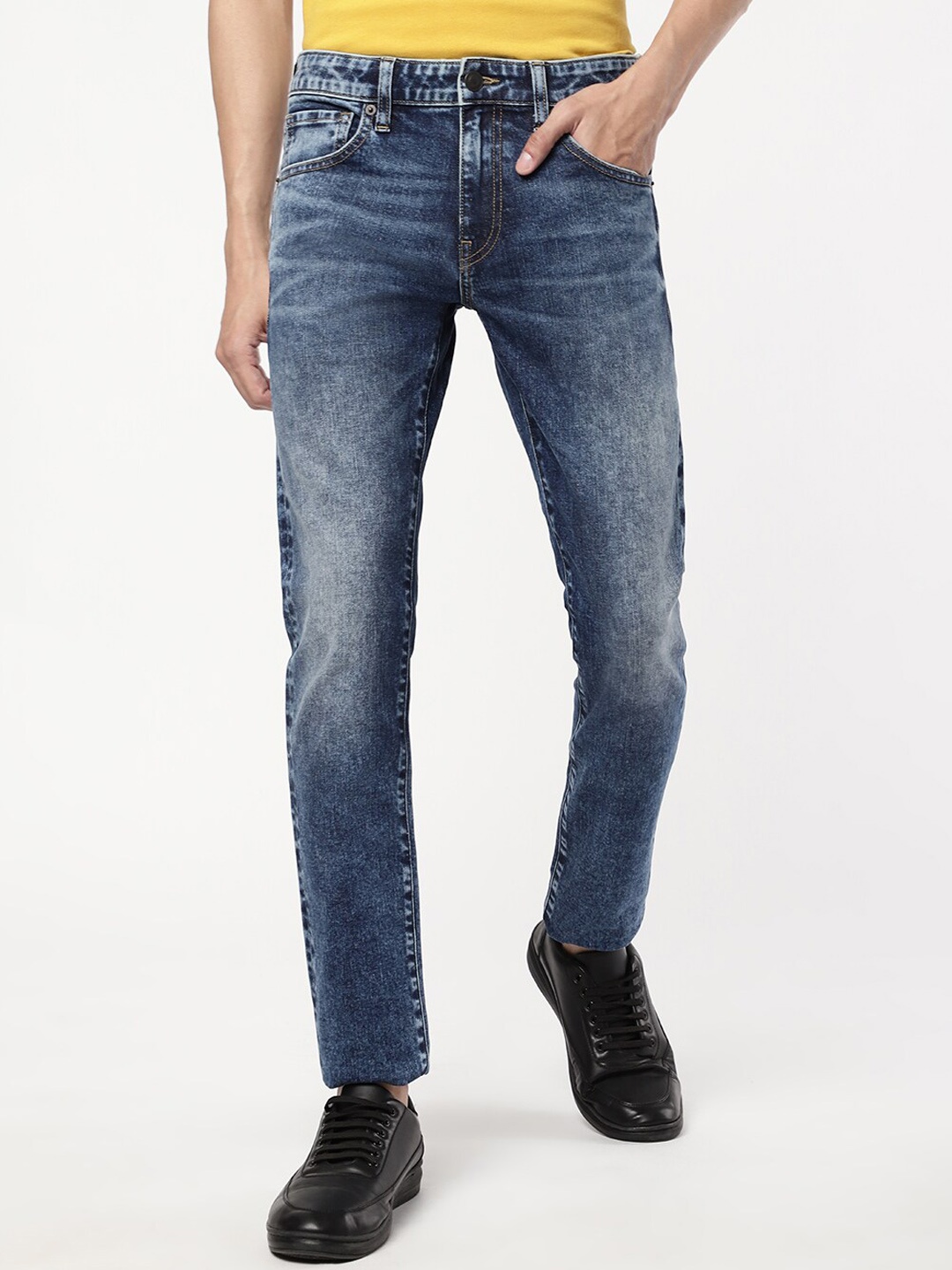 

Passion Men Mid-Rise Slim Fit Heavy Fade Stretchable Jeans, Blue
