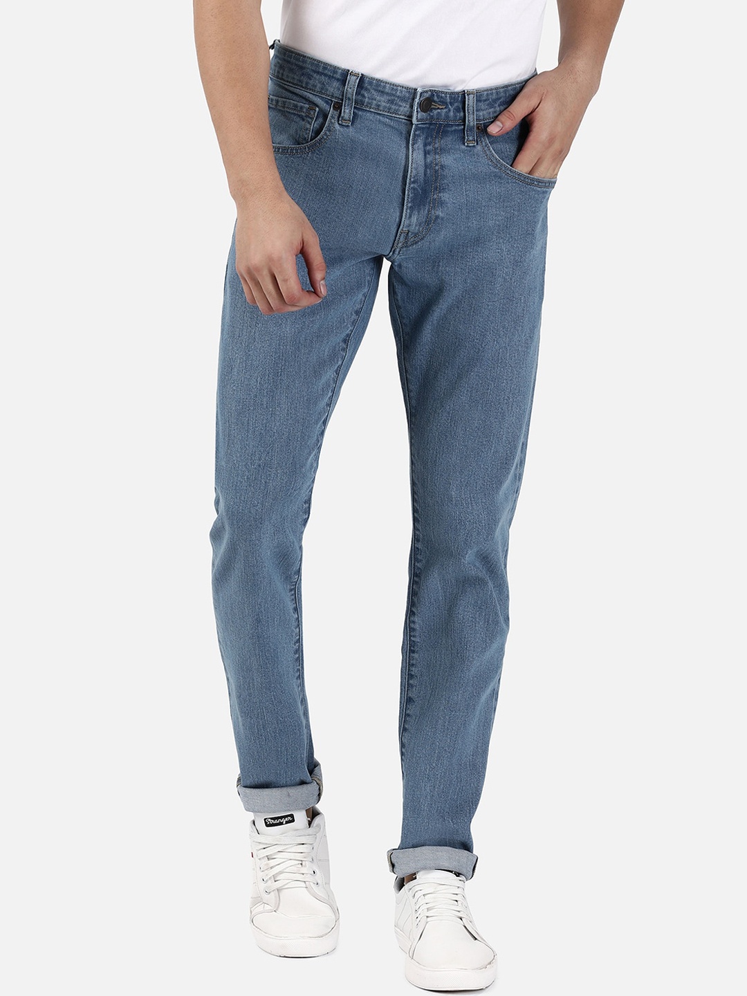 

Passion Men Mid Rise Clean look Stretchable Cotton Slim Fit Jeans, Blue