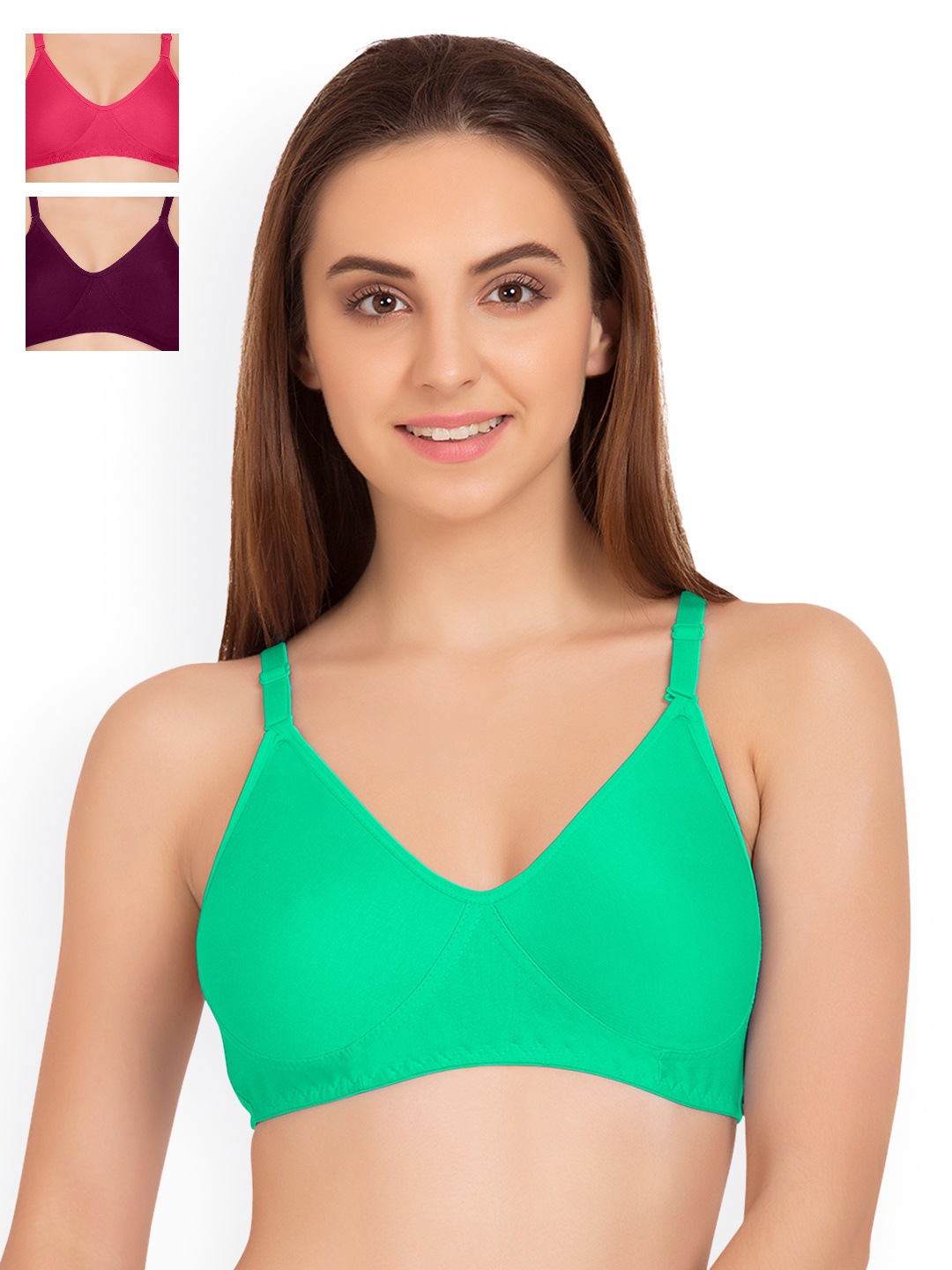 

Tweens Pack of 3 Full Coverage T-shirt Bras TW9253, Sea green
