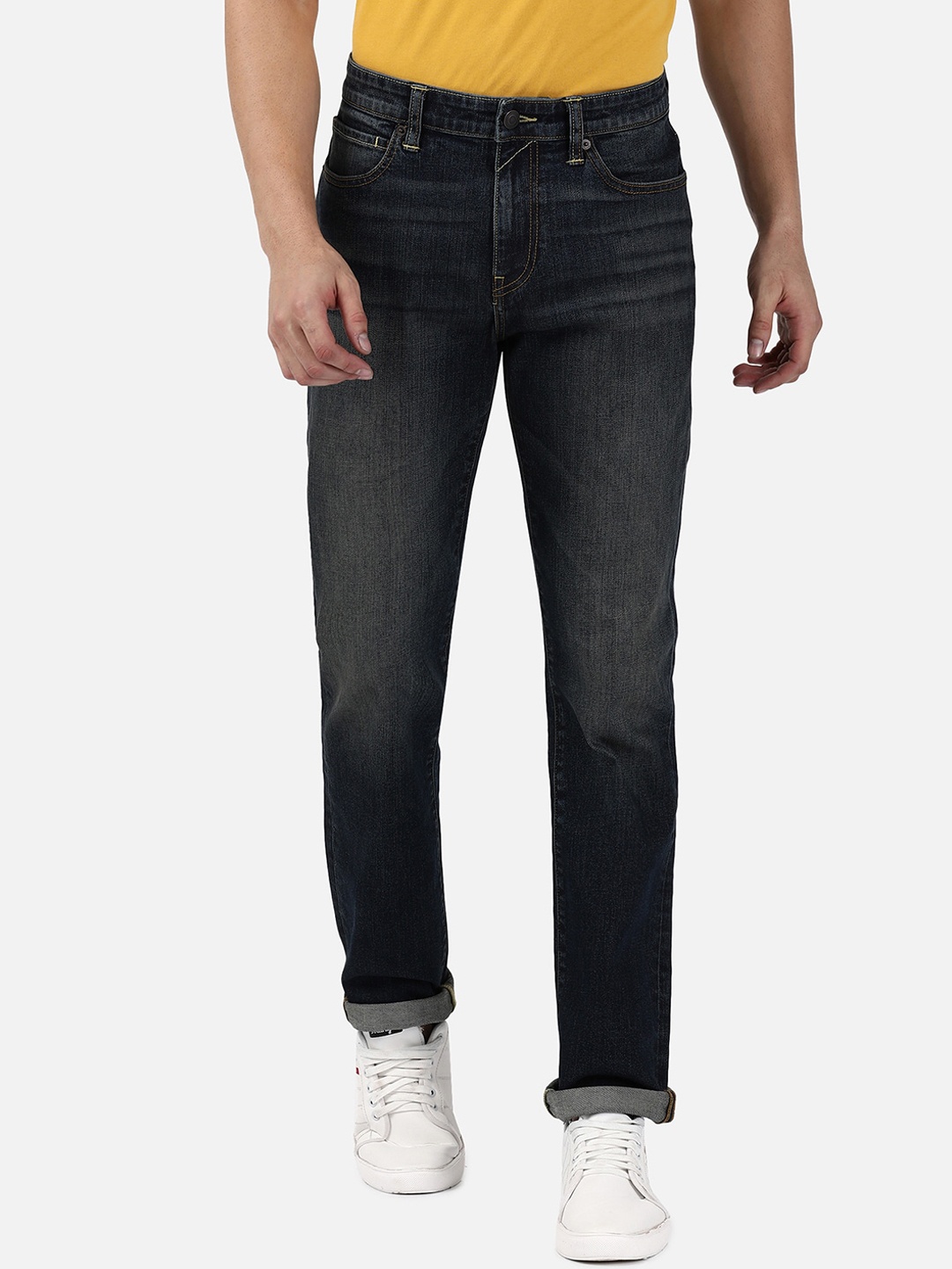 

Passion Men Mid-Rise Clean Look Slim Fit Stretchable Cotton Jeans, Black
