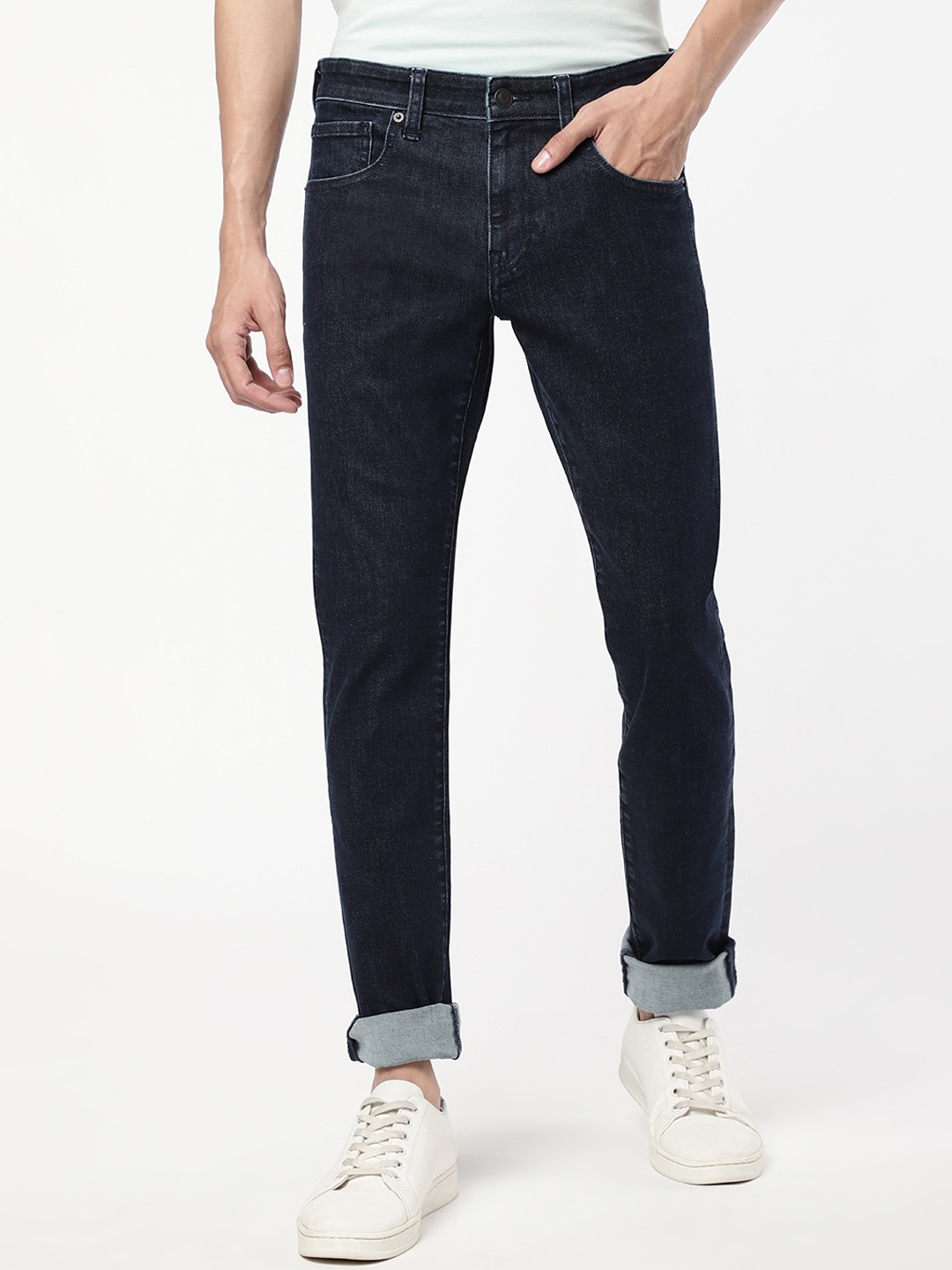 

Passion Men Mid Rise Clean look Stretchable Cotton Slim Fit Jeans, Blue