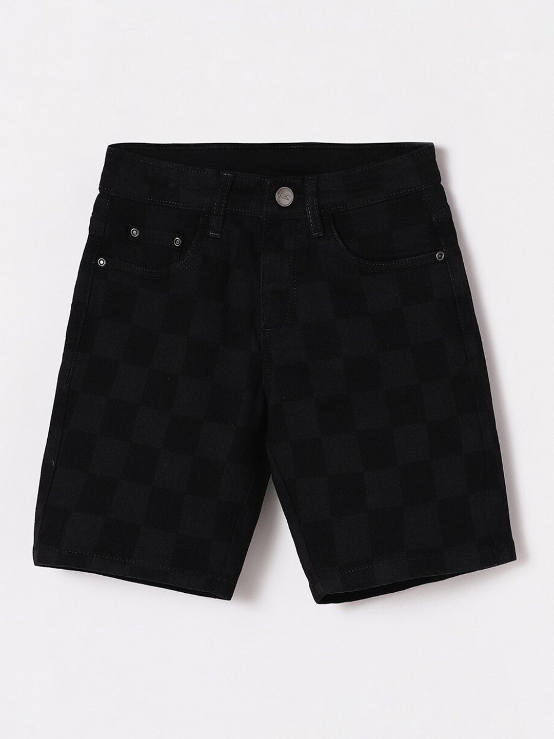 

Fame Forever by Lifestyle Boys Black Checked Mid-Rise Shorts