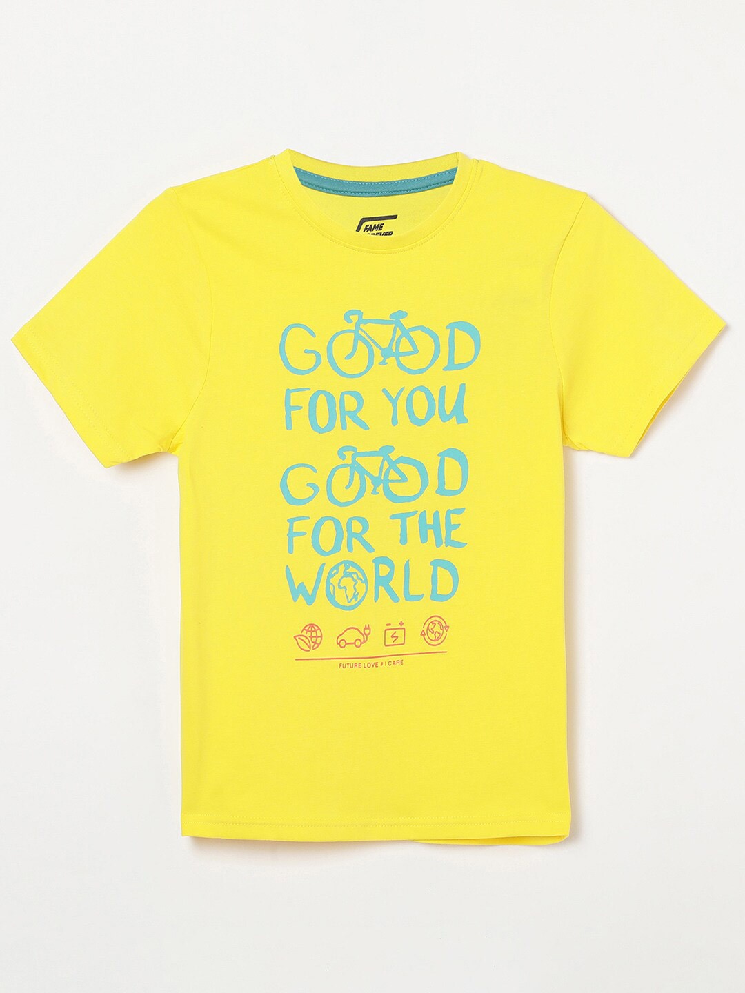 

Fame Forever by Lifestyle Boys Typography Printed Pure Cotton T-shirt, Yellow