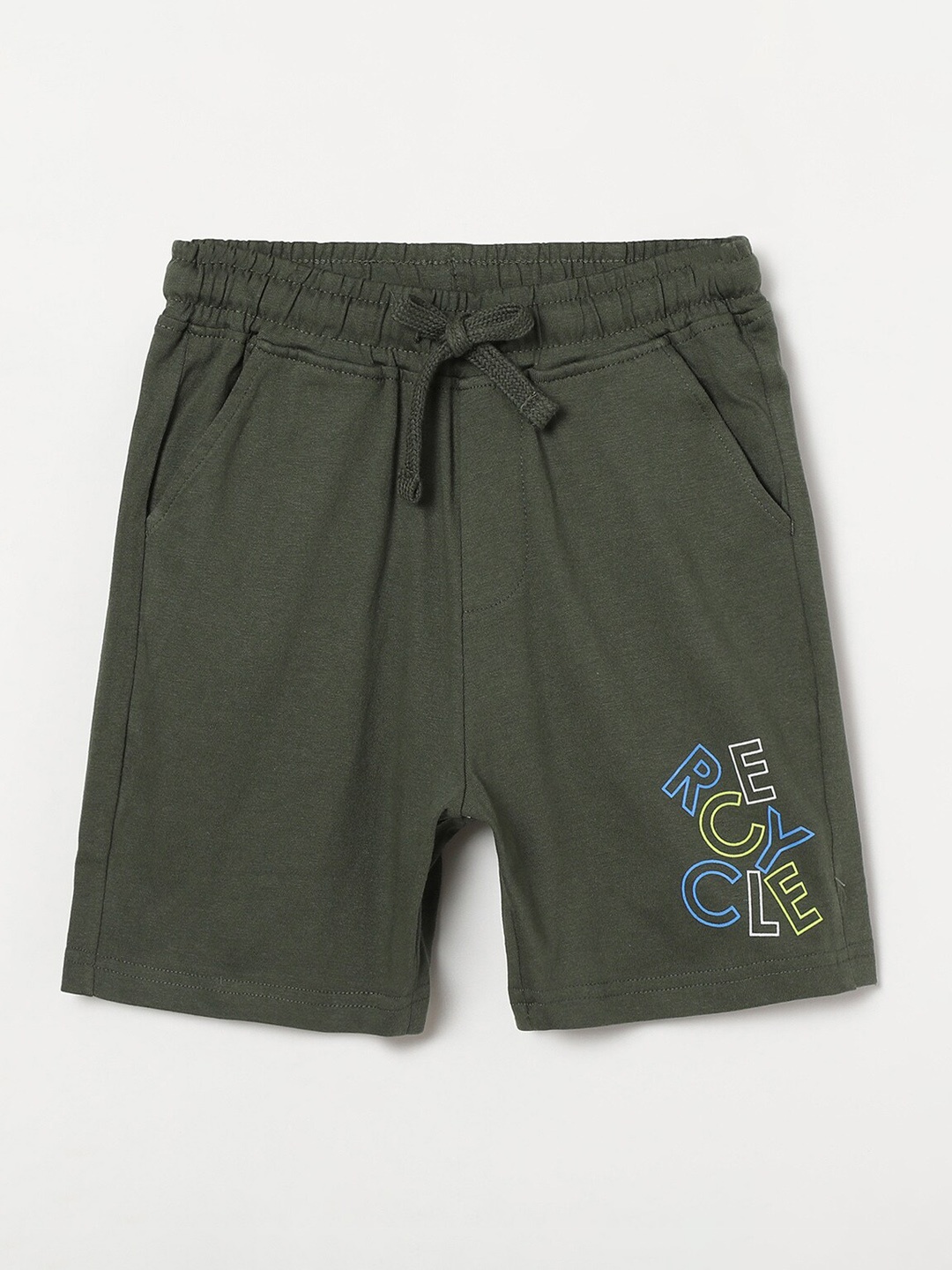 

Fame Forever by Lifestyle Boys Typography Printed Pure Cotton Shorts, Olive
