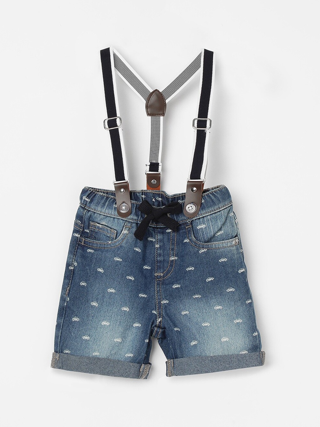 

Juniors by Lifestyle Boys Washed Conversational Printed Cotton Denim Shorts, Blue