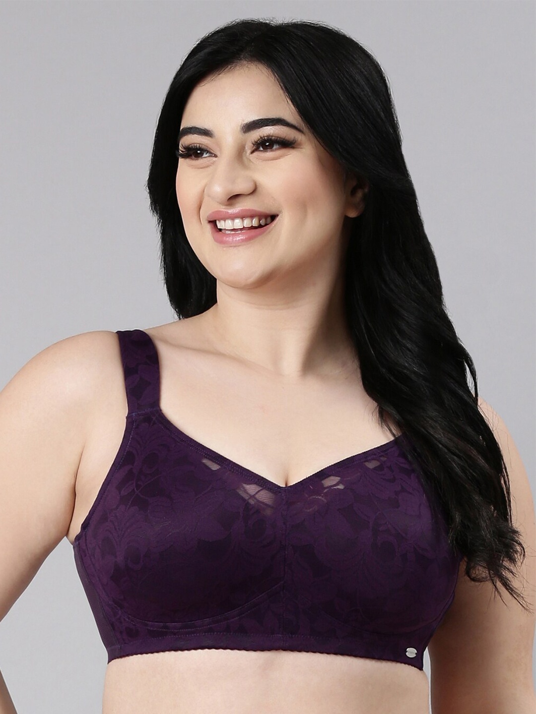 

Enamor Smooth and Ultra Light Curve Support Non Padded Wirefree Everyday Bra F122, Purple