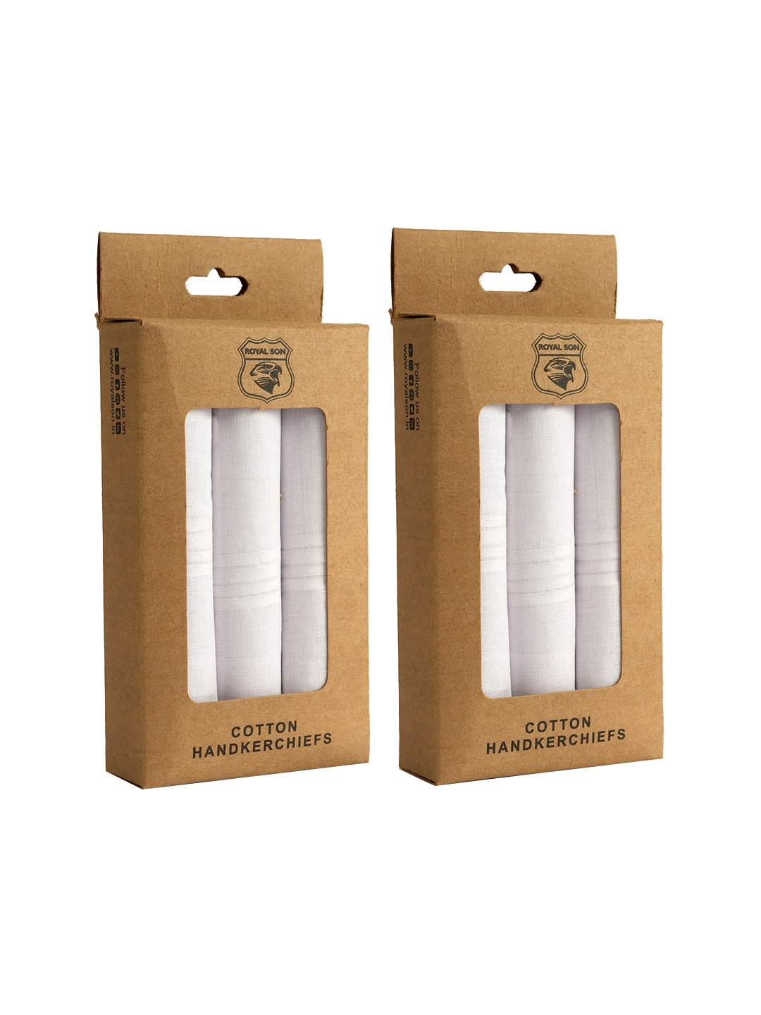 

ROYAL SON Men Pack Of 6 Cotton Handkerchief, White
