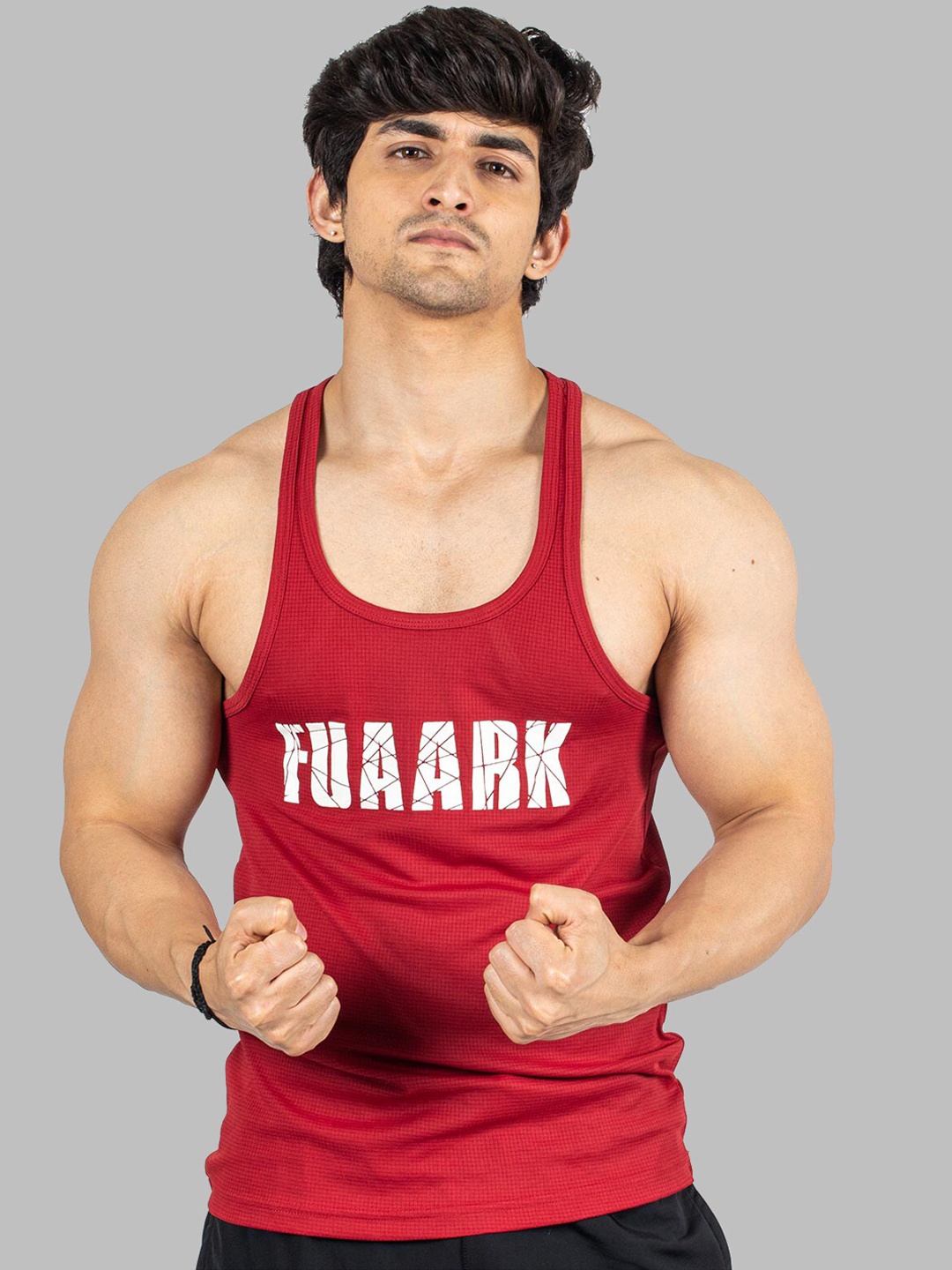 

FUAARK Men Printed Gym Vests, Maroon