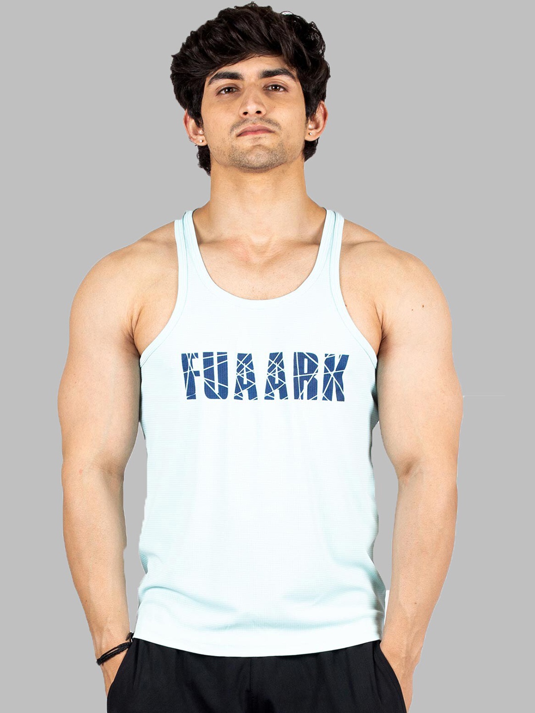

FUAARK Men Printed Gym Vests, Blue