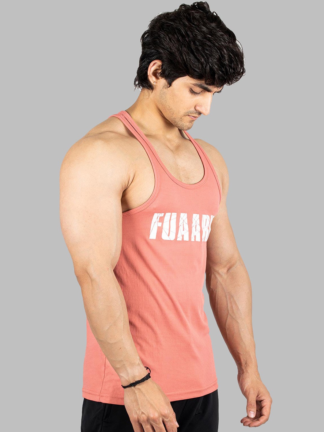 

FUAARK Men Printed Gym Vests, Pink