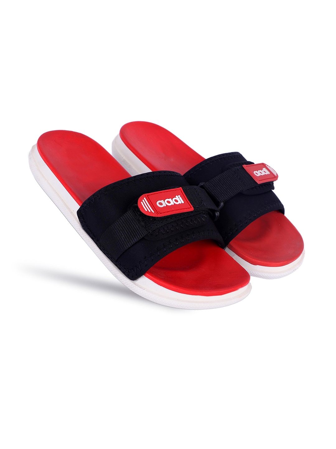 

aadi Men Printed Slider Flip Flops, Red