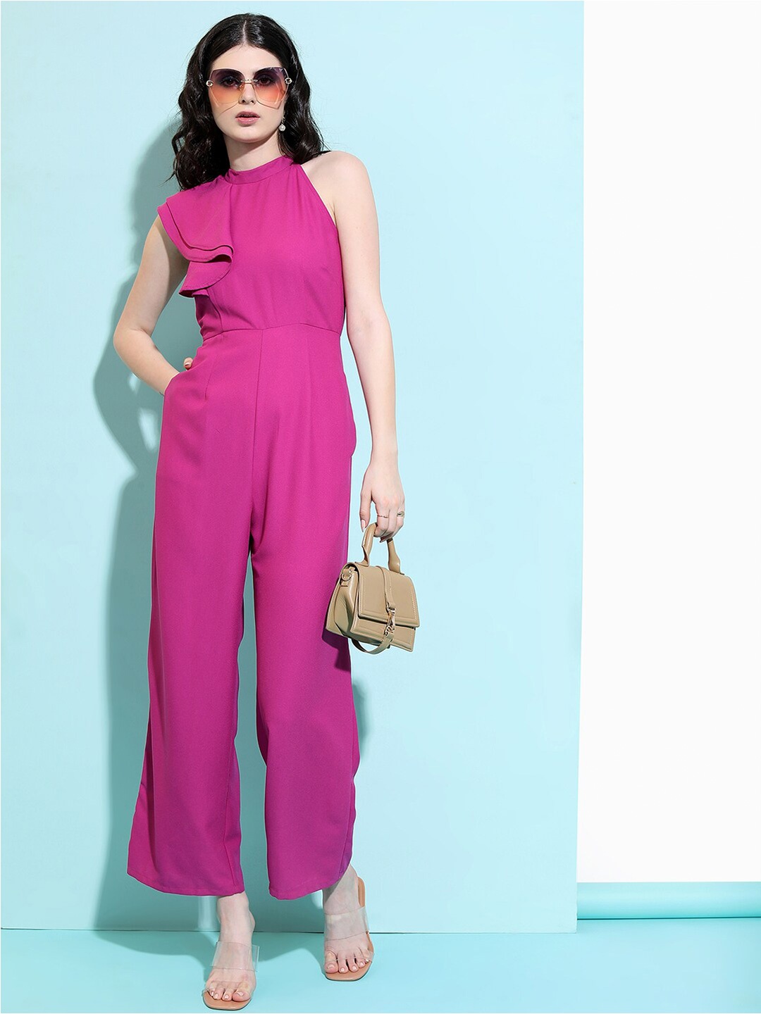 

Tokyo Talkies Pink One Shoulder Basic Jumpsuit