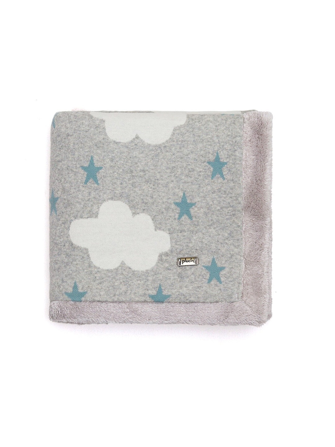 

Pluchi Kids Grey Melange Clouds & Stars Printed AC Room 350 GSM Cotton Single Bed Blanket