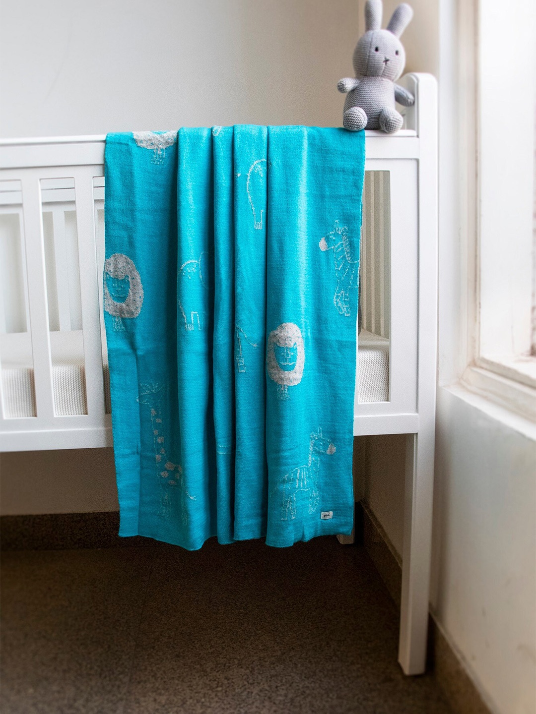 

Pluchi Kids Blue & Grey Jungle Safari AC Room 350 GSM Cotton Single Bed Blanket