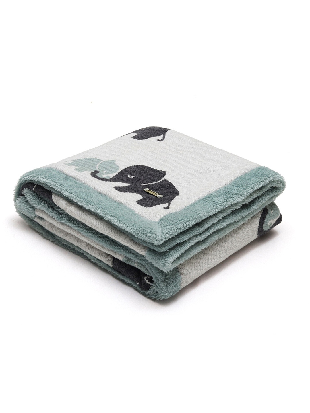 

Pluchi Kids Grey Melange & Blue Indian Elephant AC Room 350 GSM Cotton Single Bed Blanket