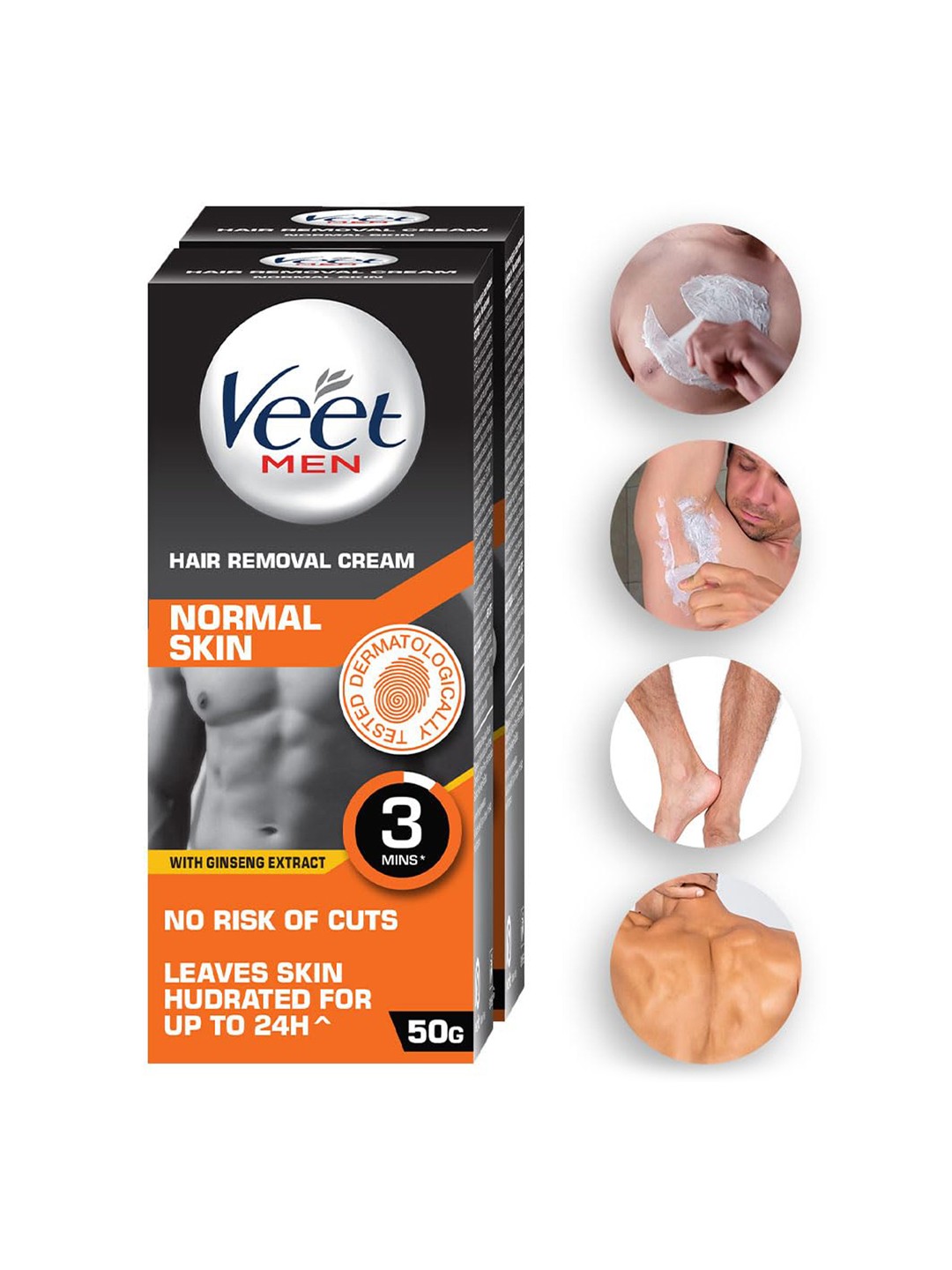 

Veet Men Set of 2 Men Hair Removal Cream - 50g each, Orange