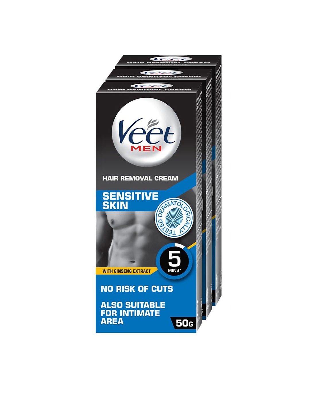 

Veet Men Set of 3 Men Hair Removal Cream - 50g each, Grey