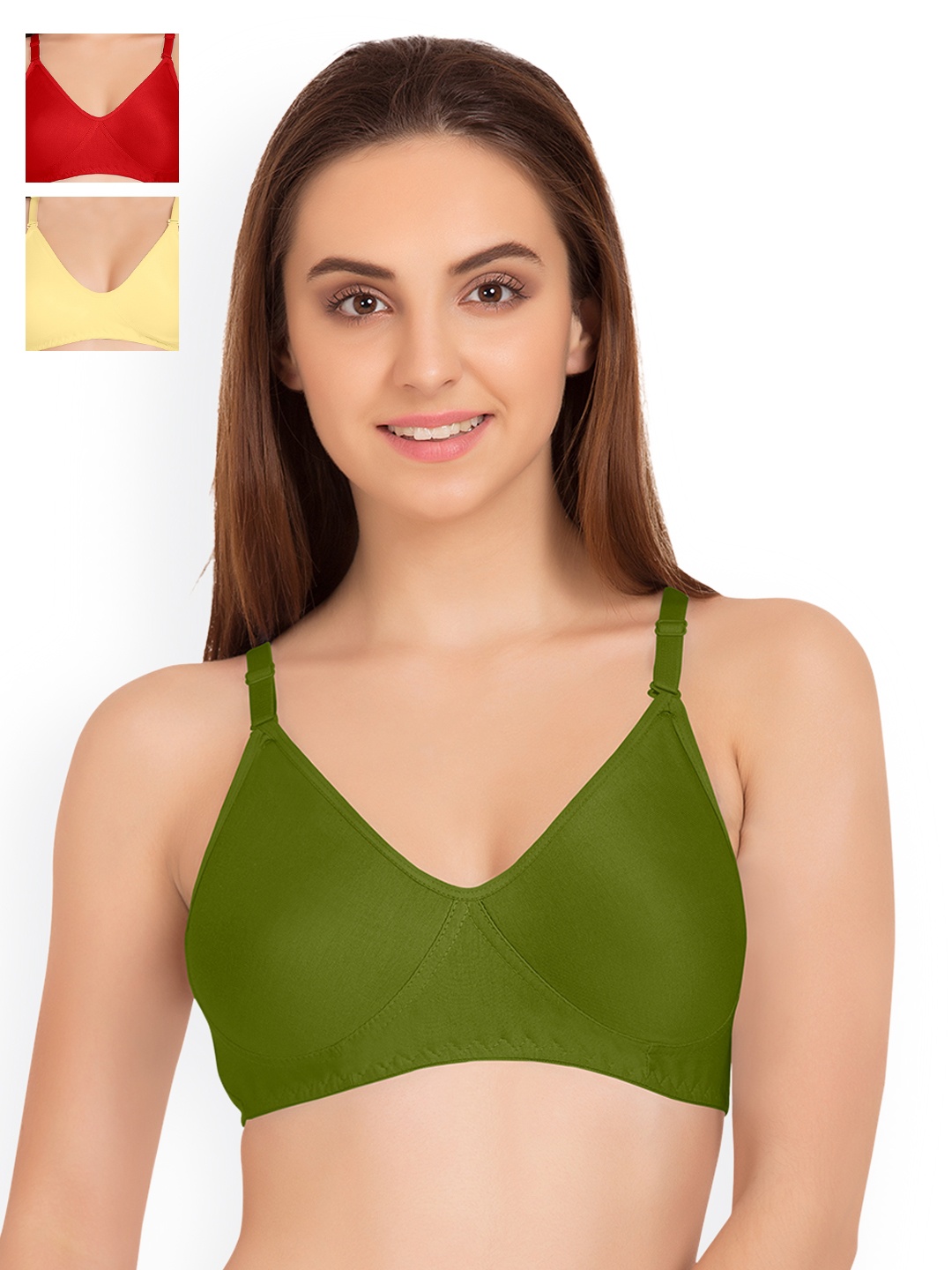 

Tweens Pack of 3 Full-Coverage T-shirt Bras TW9253, Olive
