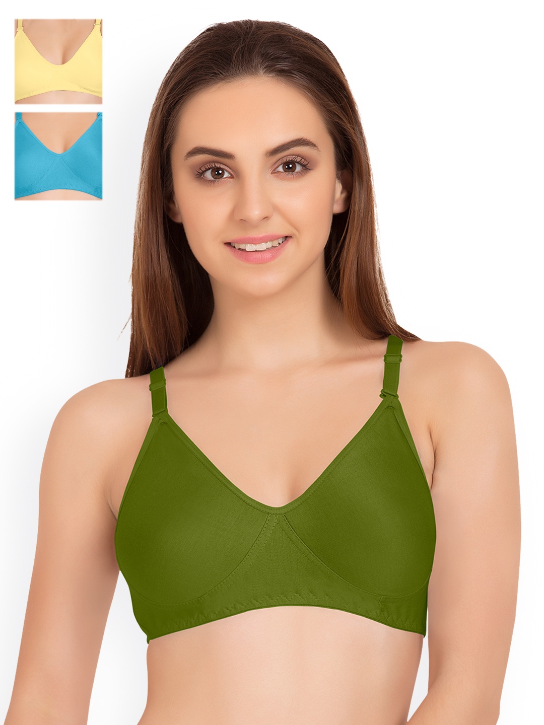 

Tweens Pack of 3 Full-Coverage T-shirt Bras TW9253, Olive