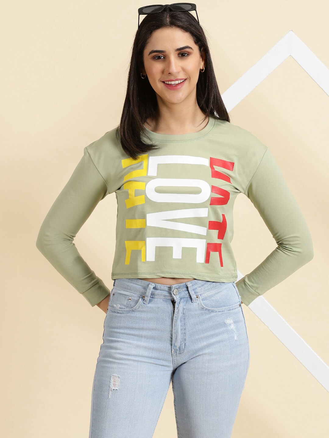 

SHOWOFF Printed Round Neck T-shirt, Olive