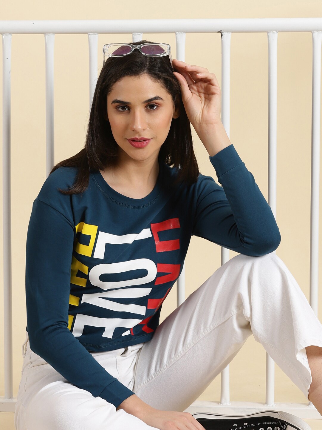 

SHOWOFF Typography Printed Round Neck T-Shirt, Teal