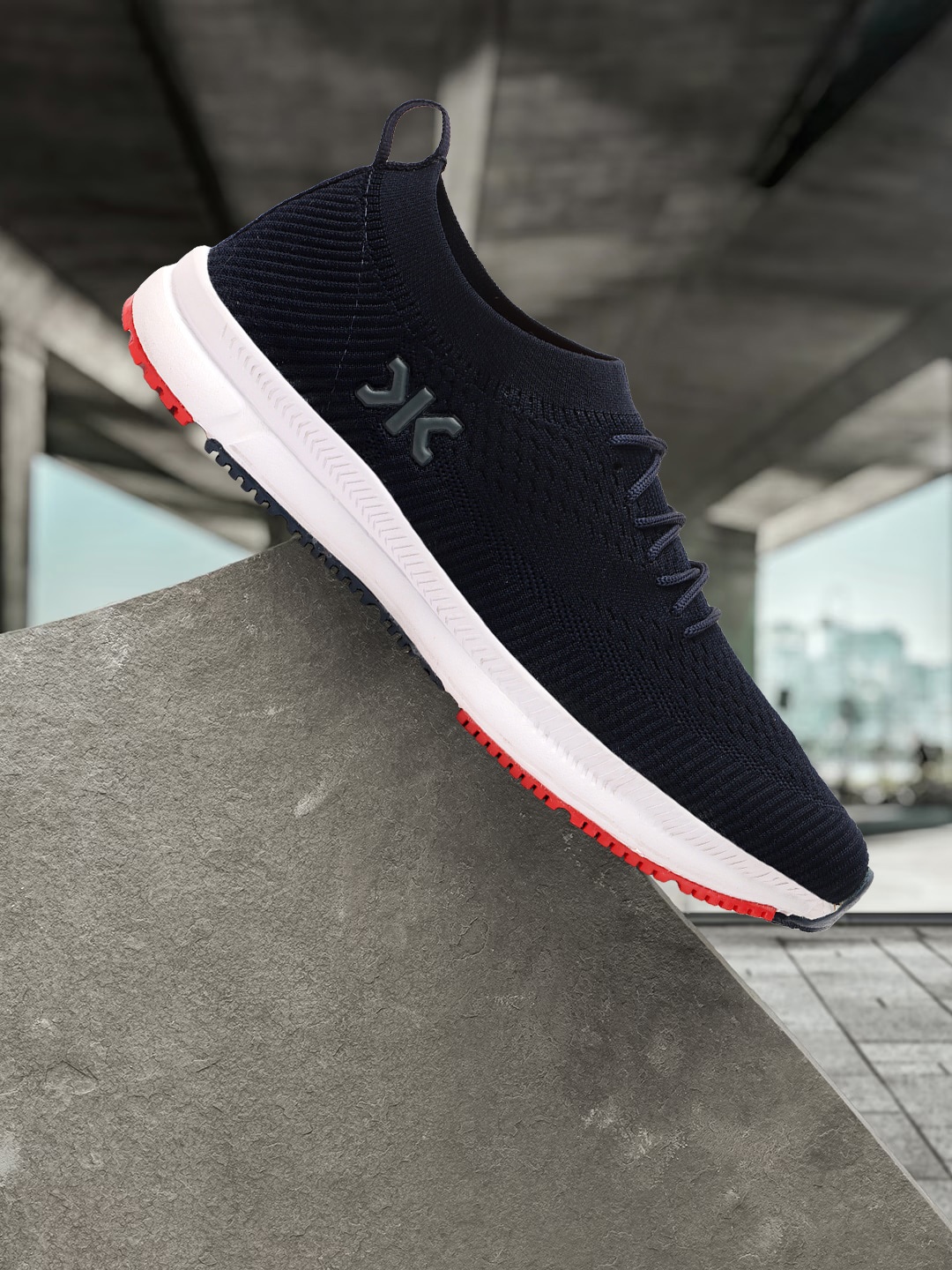 

Killer Men Woven Design Lightweight Comfort Insole Textile Contrast Sole Sneakers, Navy blue