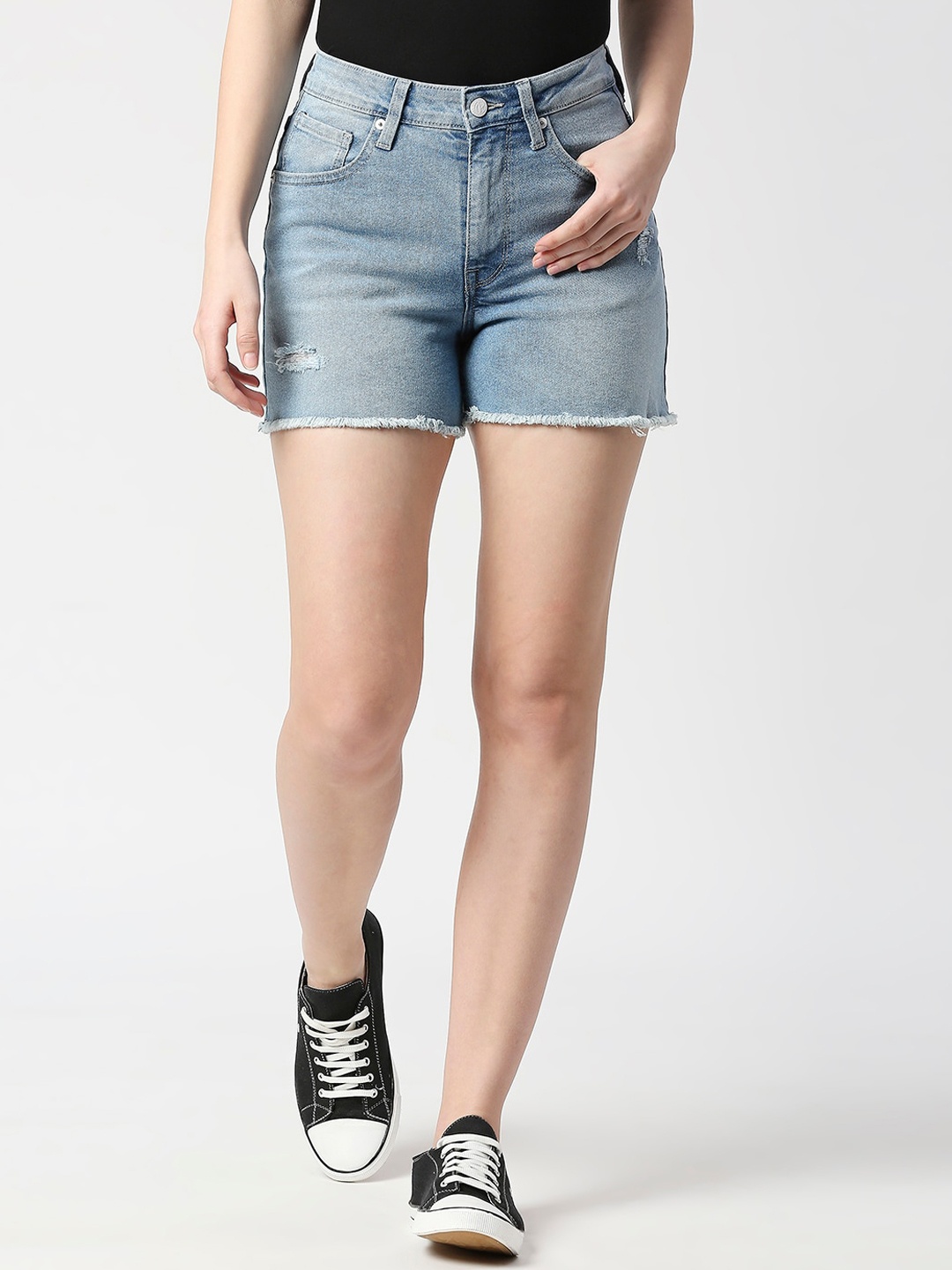 

Pepe Jeans Women Washed High-Rise Denim Shorts, Blue