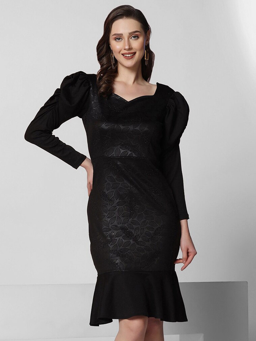 

Selvia Sweetheart Neck Sheath Dress, Black