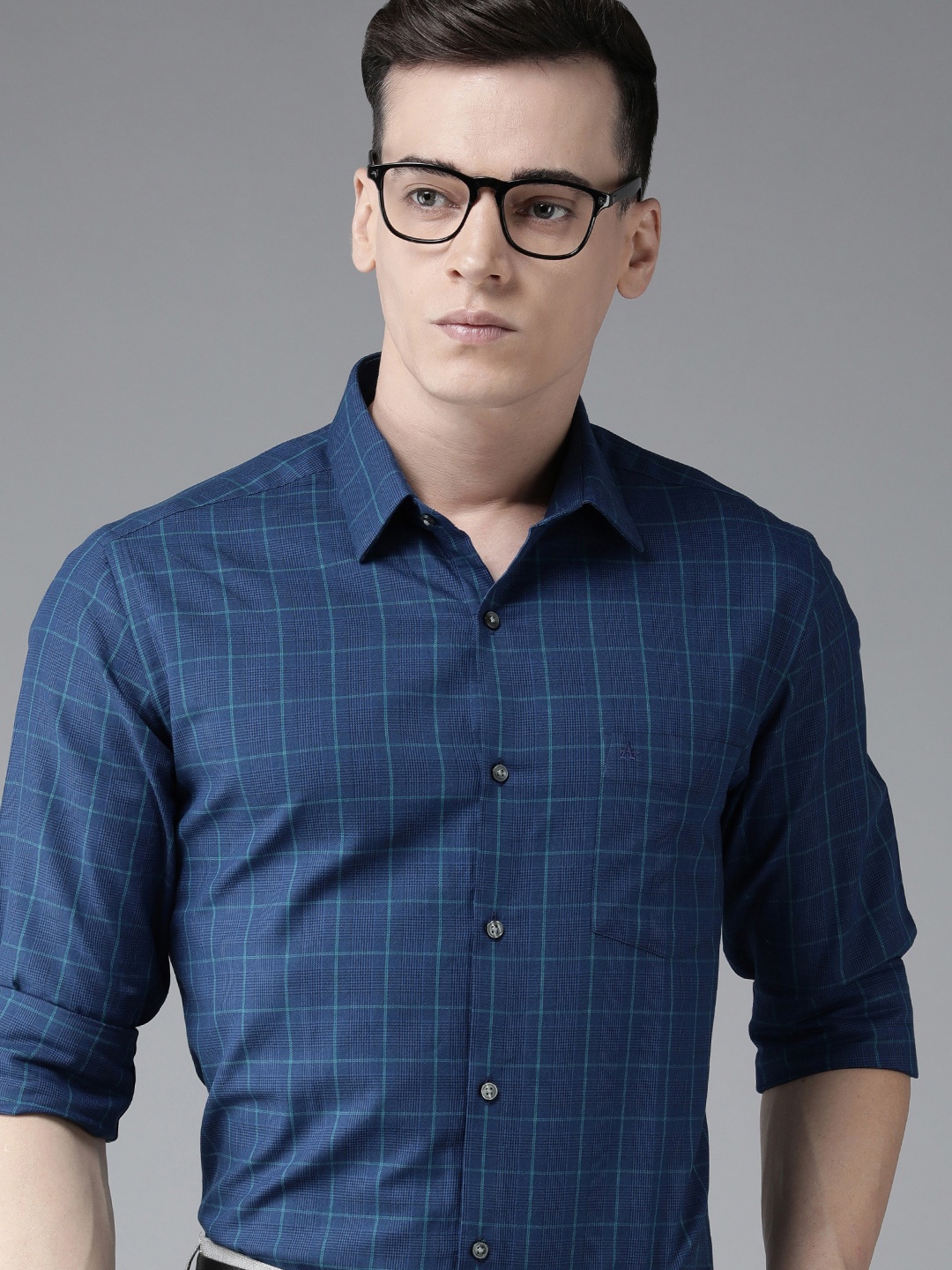 

Arrow Original Slim Fit Checked Pure Cotton Formal Shirt, Blue