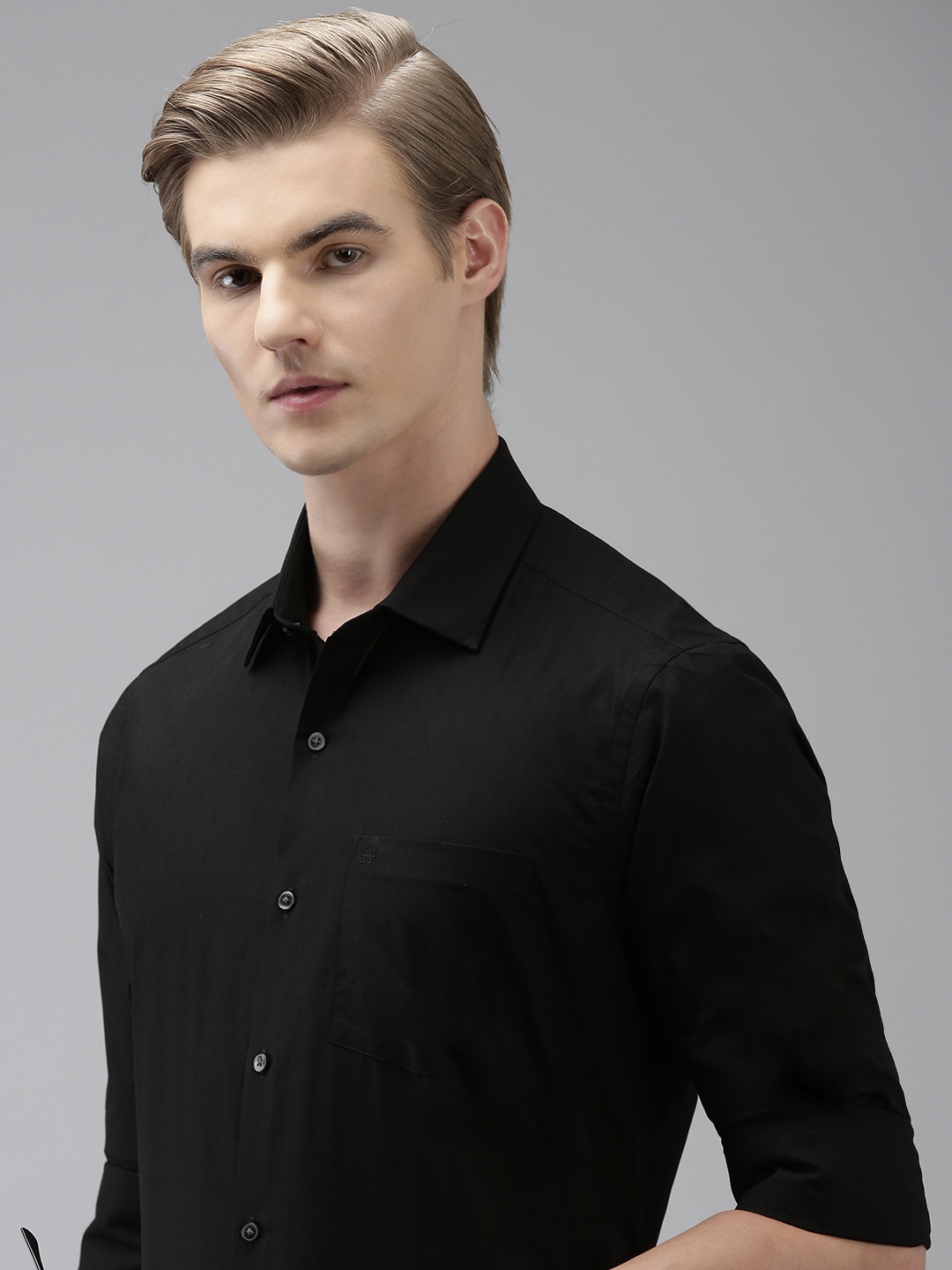 

Arrow Men Pure Cotton Manhattan Slim Fit Formal Shirt, Black