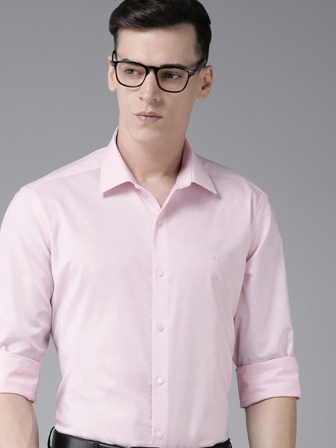 

Arrow Self Design Textured Original Slim Fit Pure Cotton Formal Shirt, Pink