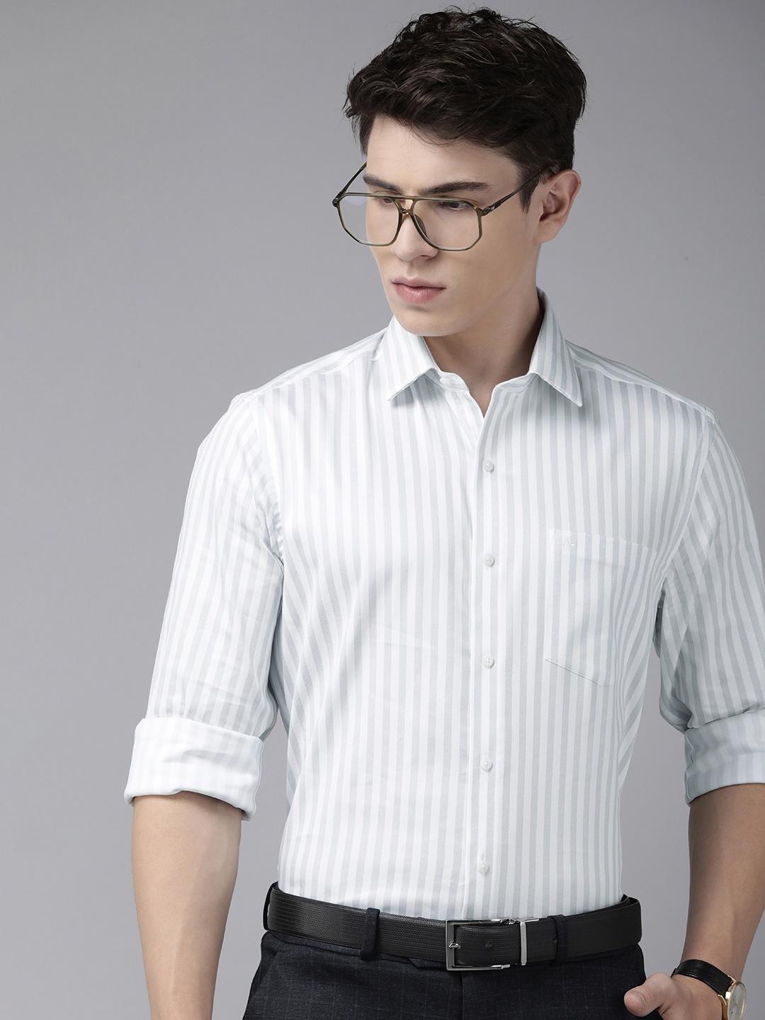 

Arrow Original Slim Fit Striped Formal Shirt, Grey