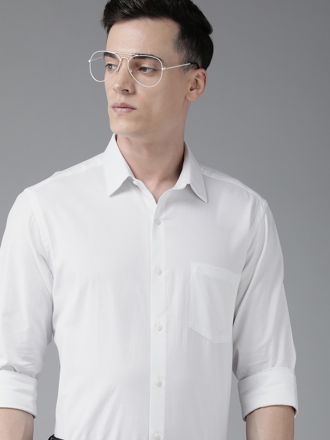 

Arrow Men Original Slim Fit Self Design Pure Cotton Formal Shirt, White
