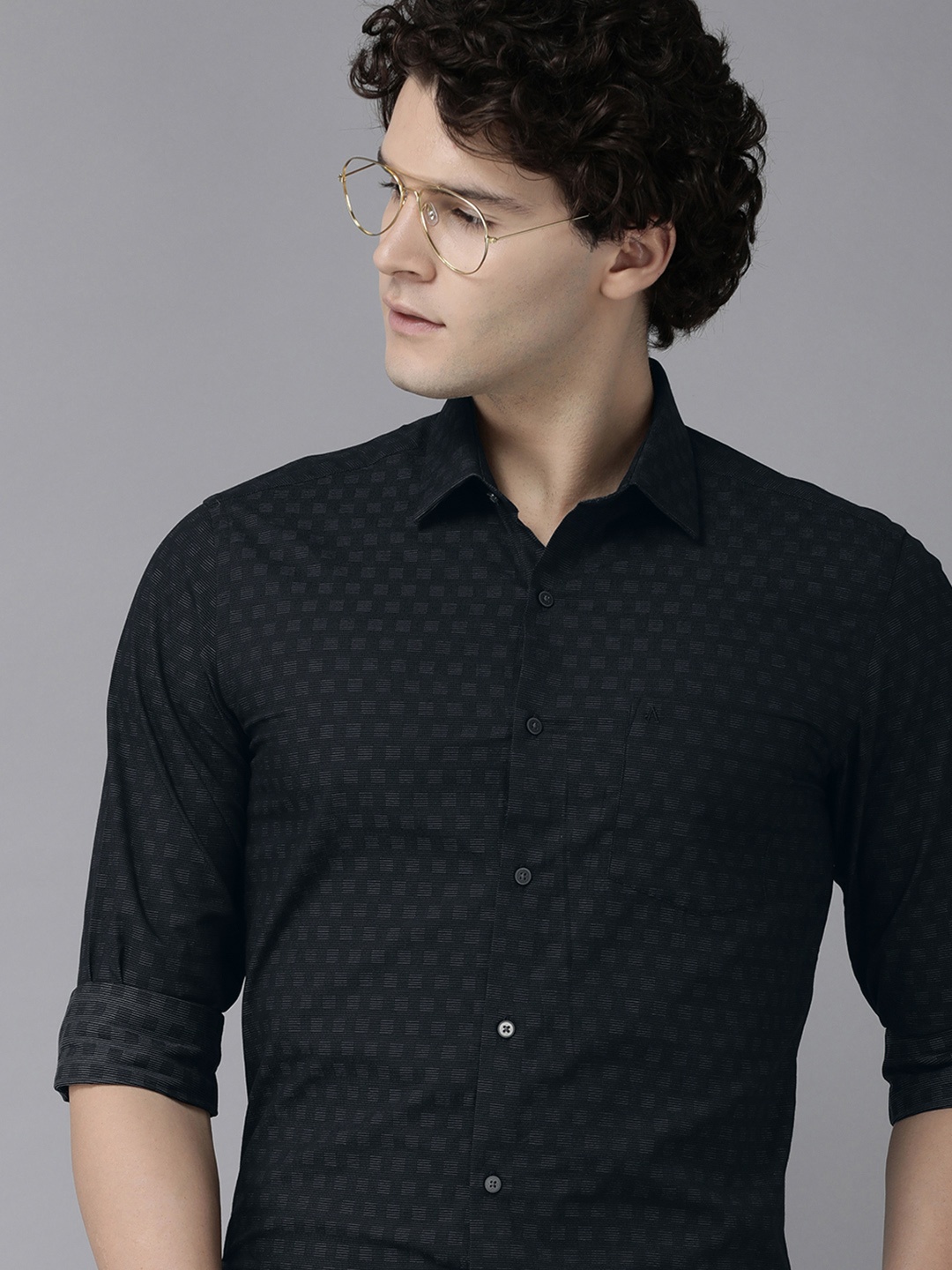 

Arrow Original Textured Slim Fit Pure Cotton Formal Shirt, Black