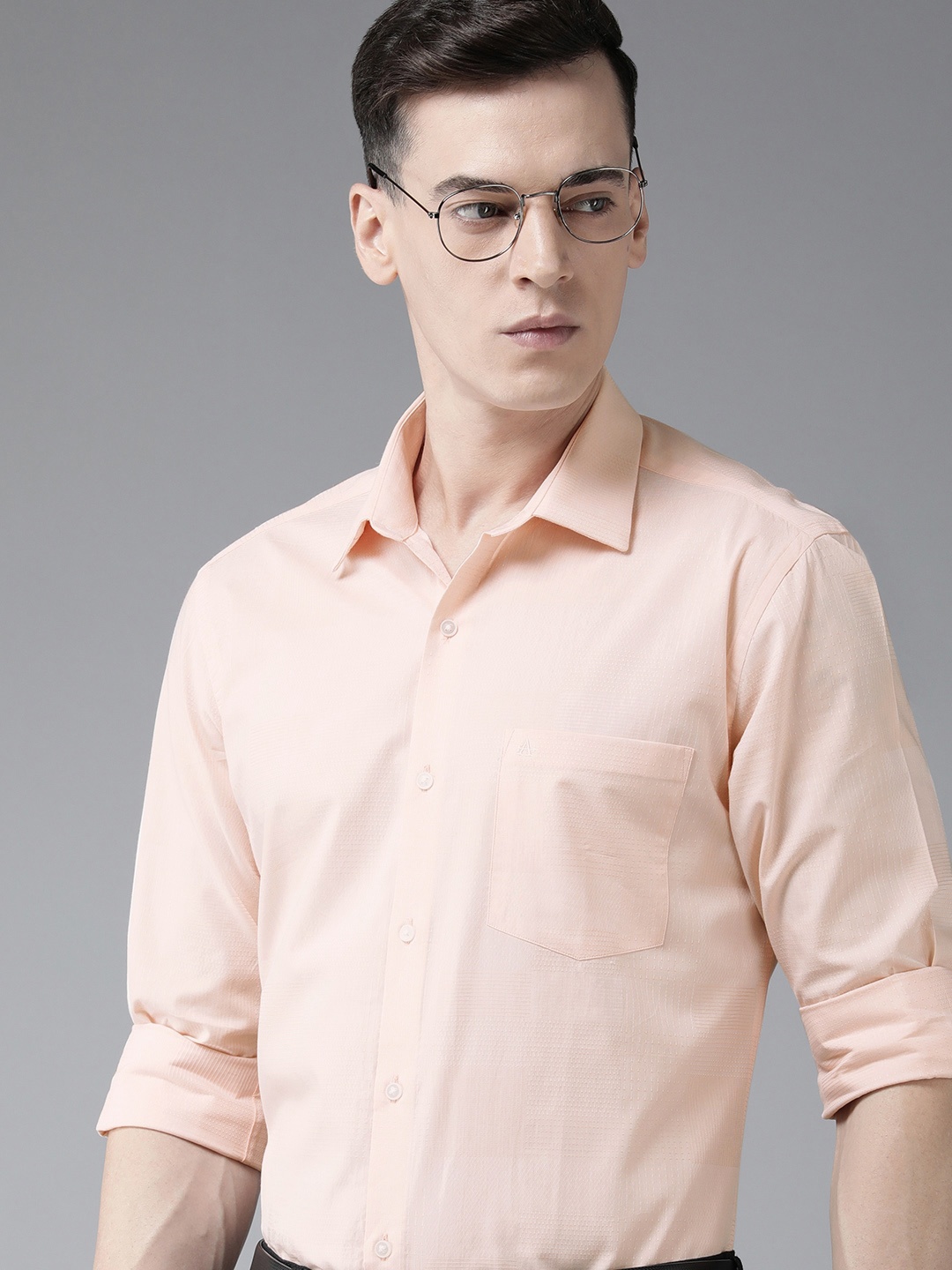 

Arrow Self Design Original Slim Fit Pure Cotton Formal Shirt, Peach