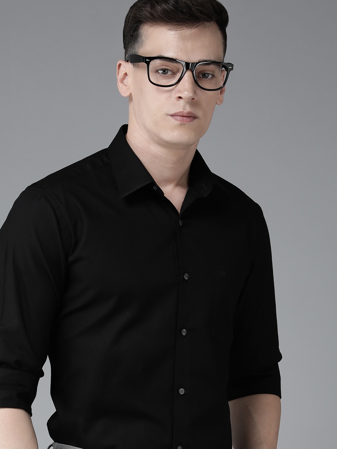 

Arrow Self Design Original Slim Fit Pure Cotton Formal Shirt, Black