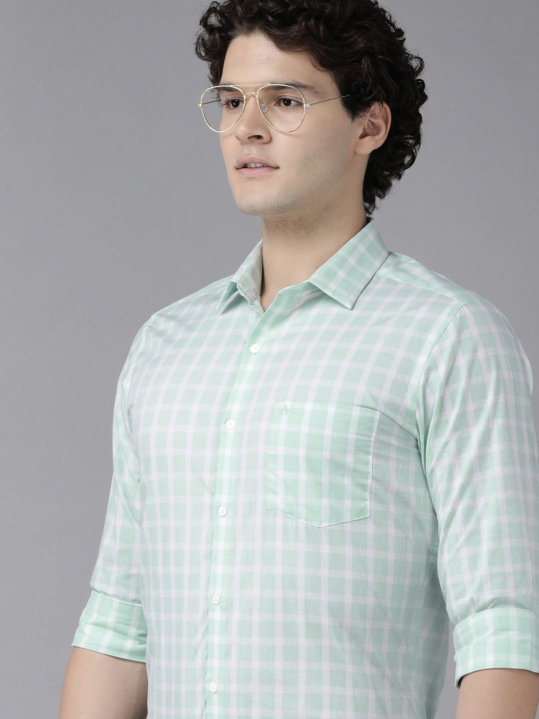 

Arrow Pure Cotton Original Slim Fit Checked Formal Shirt, Green
