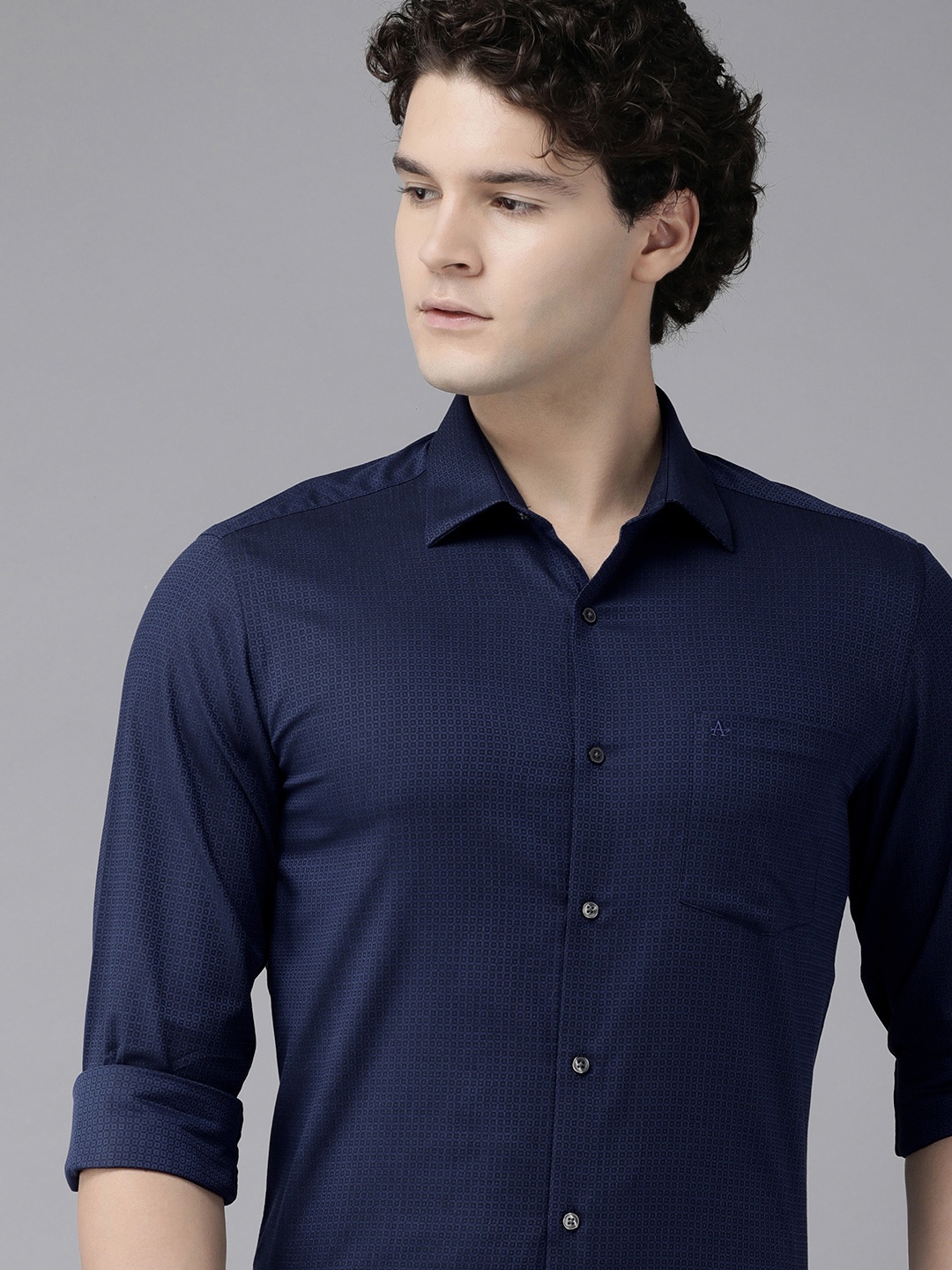 

Arrow Original Textured Slim Fit Pure Cotton Formal Shirt, Navy blue