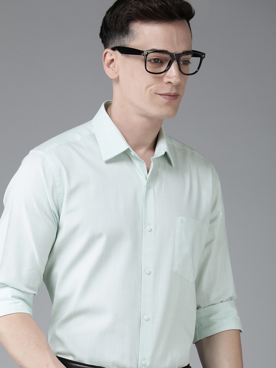 Arrow Original Slim Fit Pure Cotton Checked Formal Shirt, Green