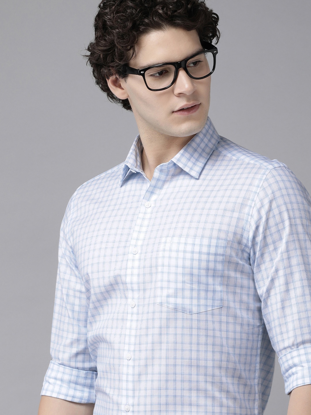 

Arrow Pure Cotton Original Slim Fit Opaque Checked Formal Shirt, Blue