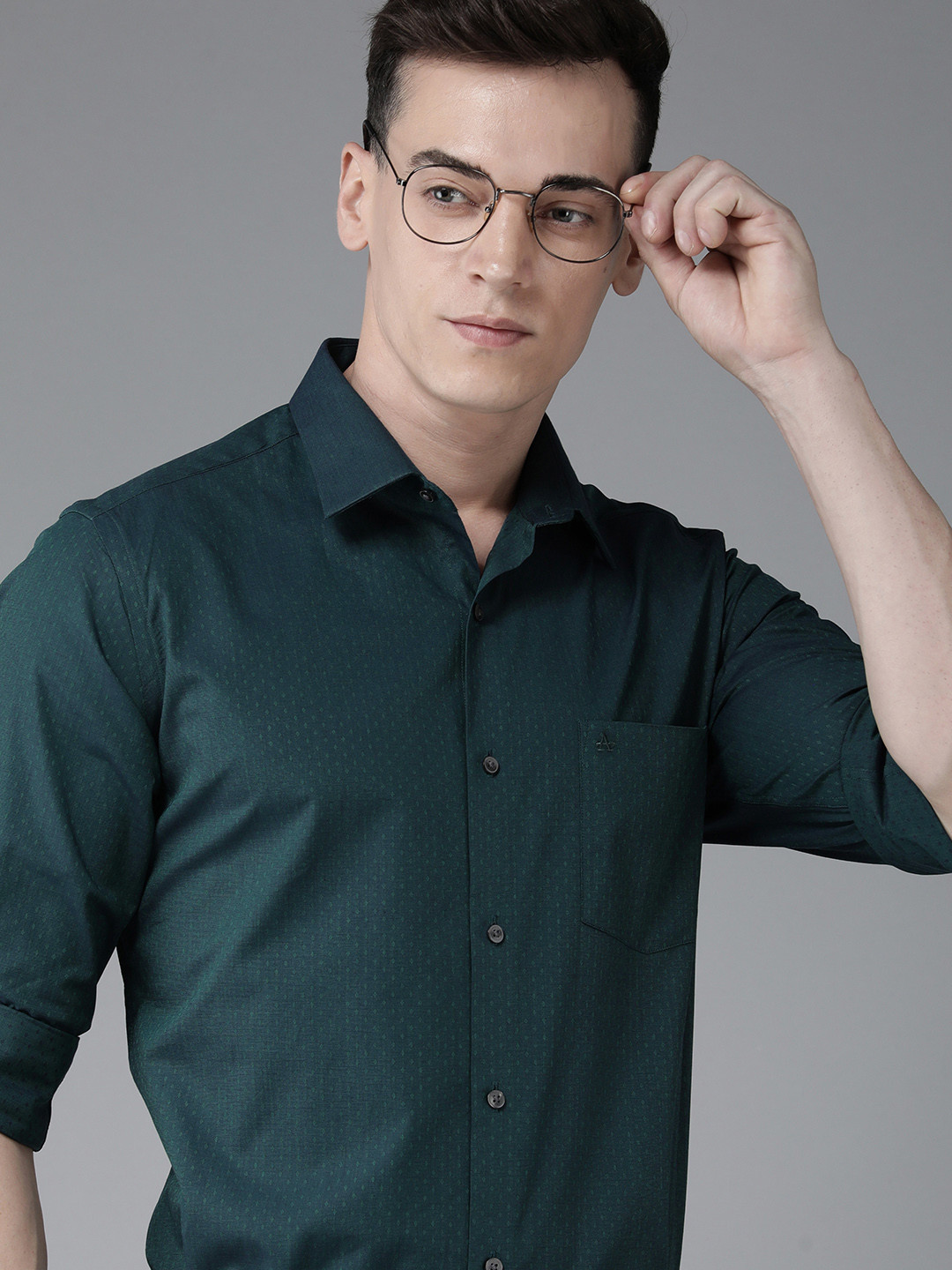 

Arrow Original Textured Slim Fit Pure Cotton Formal Shirt, Green