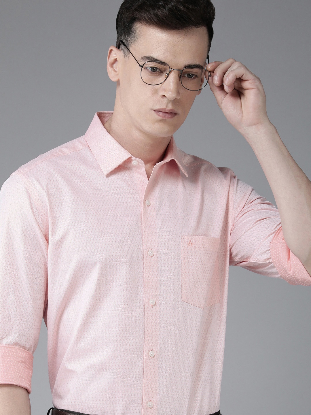 

Arrow Men Original Slim Fit Self Design Pure Cotton Formal Shirt, Pink