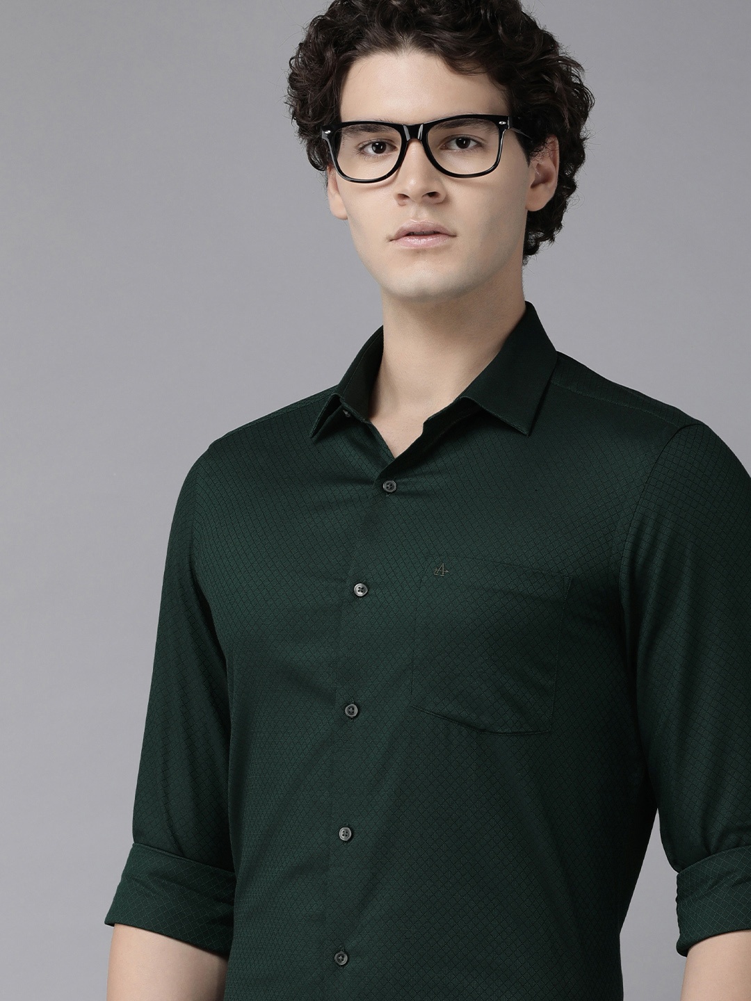 

Arrow Original Textured Slim Fit Pure Cotton Formal Shirt, Green