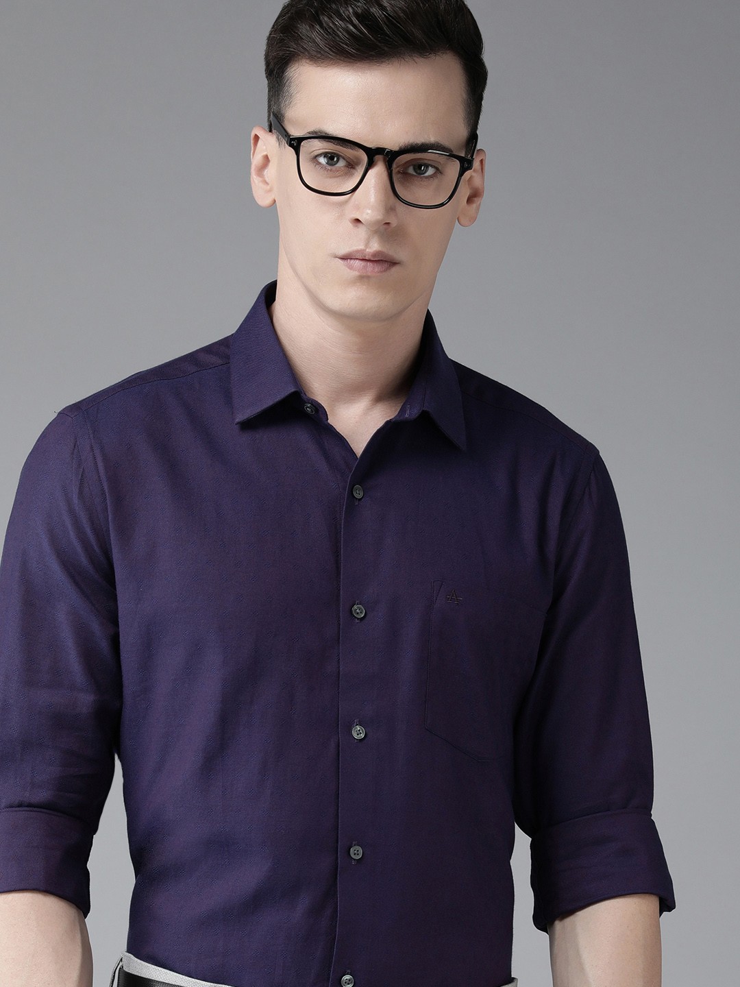 

Arrow Men Original Slim Fit Self Design Pure Cotton Formal Shirt, Purple